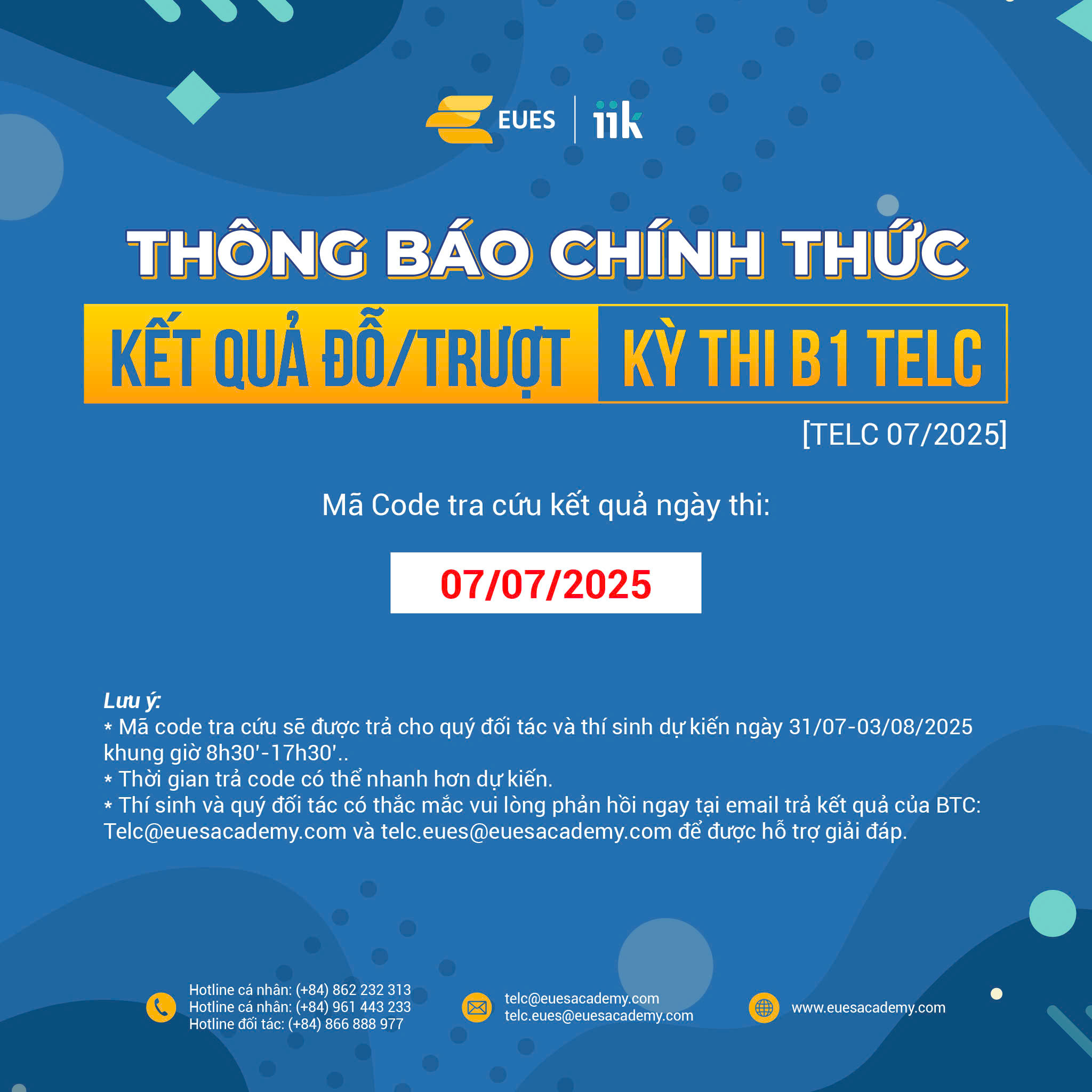 Kết quả đỗ/trượt 07.2025
