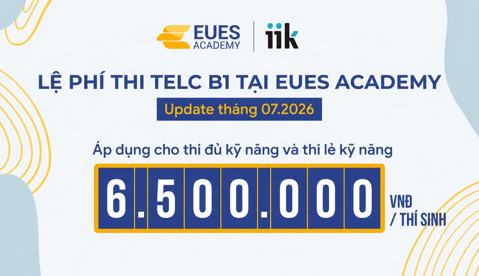 Lệ phí thi TELC B1 EUES ACADEMY