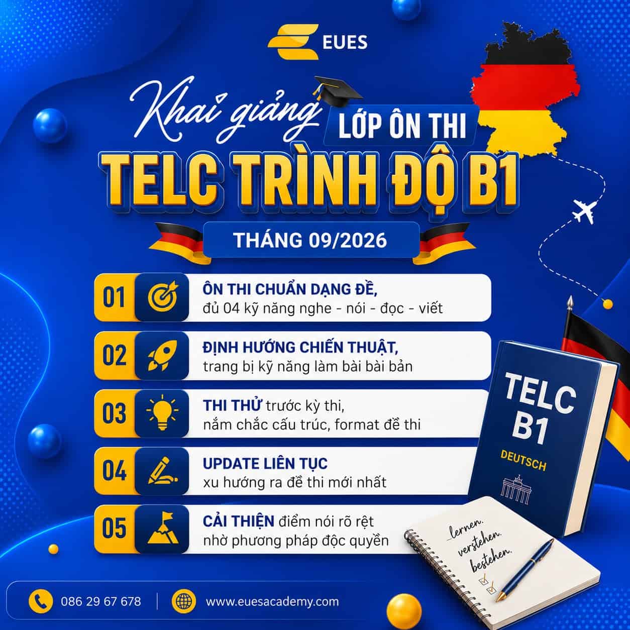 Ôn thi TELC tháng 09/2026 tại EUES ACADEMY