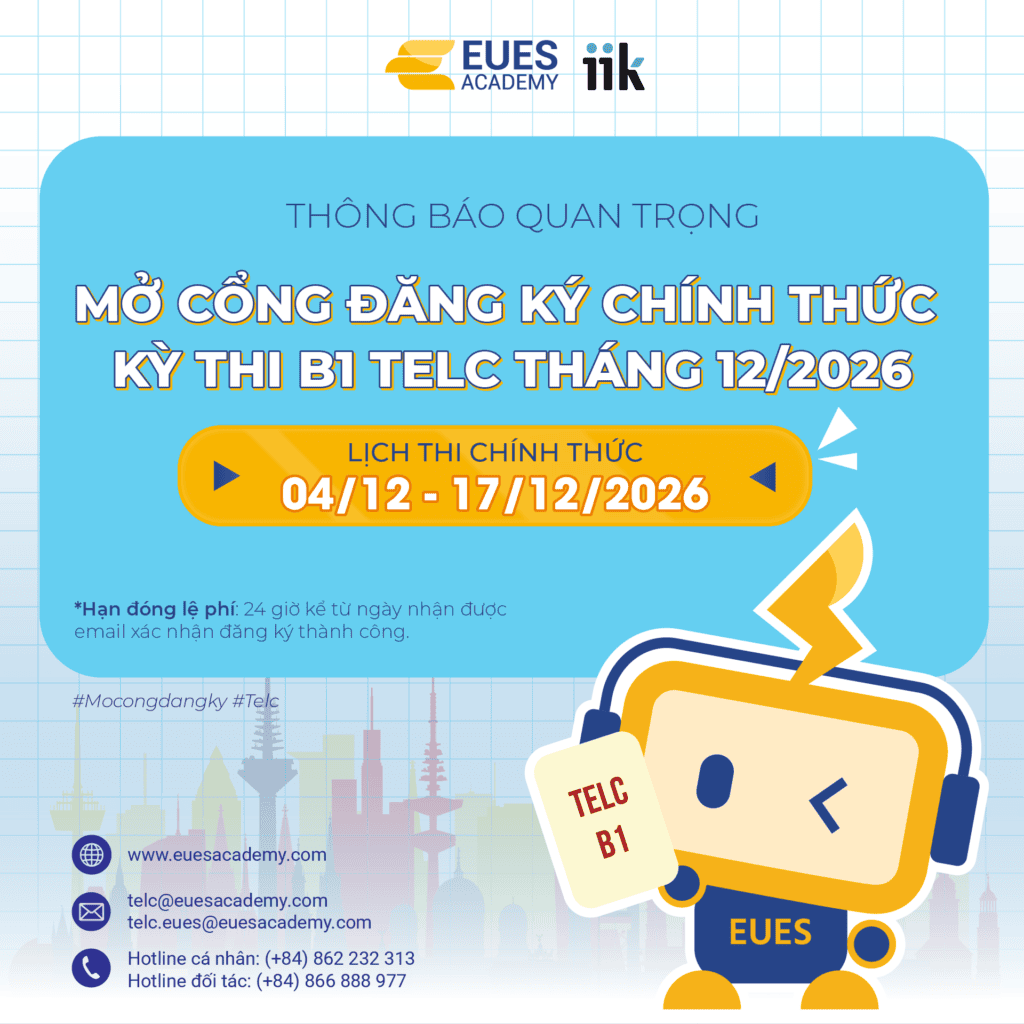 ĐĂNG KÝ THI B1 TELC TẠI EUES ACADEMY